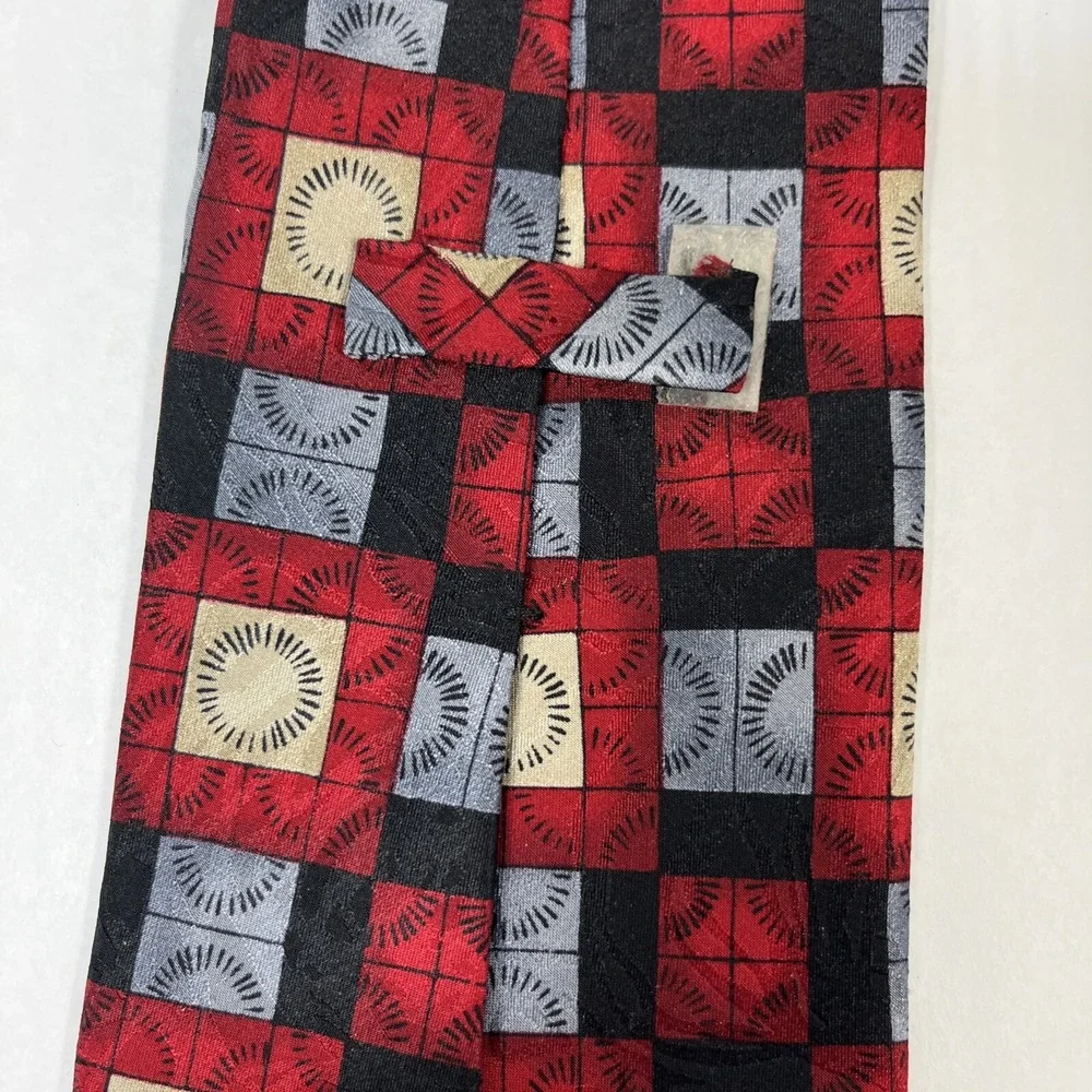 J Blades and Co Mens Tie  4 in W x L 63 in Silk Red Black Silver Blue